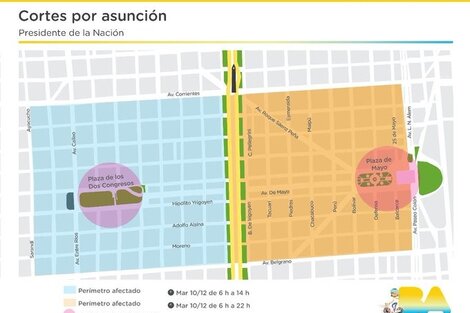 El mapa de cortes por la asunción de Alberto Fernández  