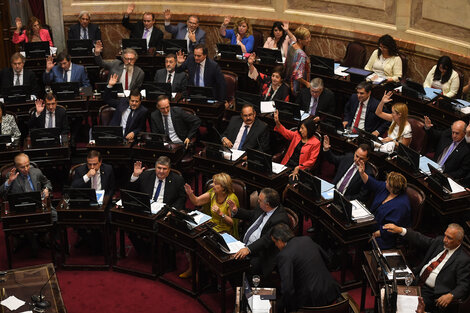 El senado en el momento de la votación de la ley. 