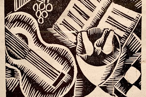 Grabado de Norah Borges de 1924. Abajo: Otro grabado de Nora Borges de la década del 20.