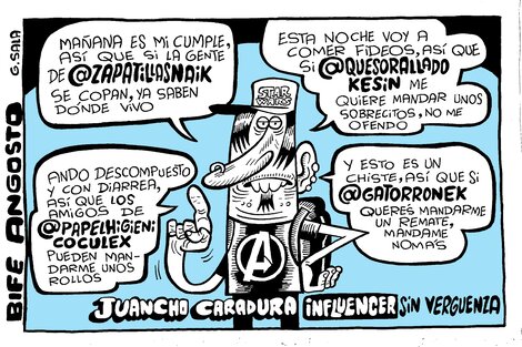 Juancho Caradura, influencer sin vergüenza