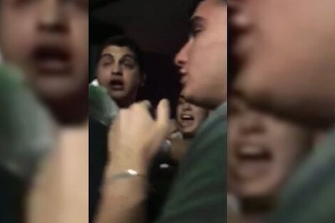 Los rugbiers, a punto de ser echados, en el video que grabó Lucas Pertossi.