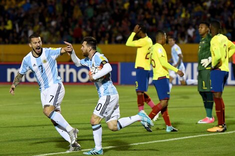 Lionel Messi, después de marcar en el último partido de las Eliminatorias en 2017. (Fuente: Télam)