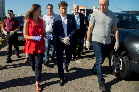 Kicillof, Larreta y Frederi recorrieron los controles callejeros. (Fuente: NA)