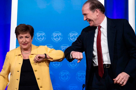 La titular del FMI, Kristalina Georgieva, y el presidente del Banco Mundial, David Malpass.