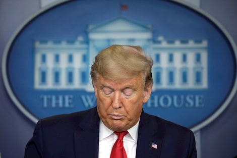 Trump, en su comparecencia de hoy ante los medios en la Casa Blanca. 