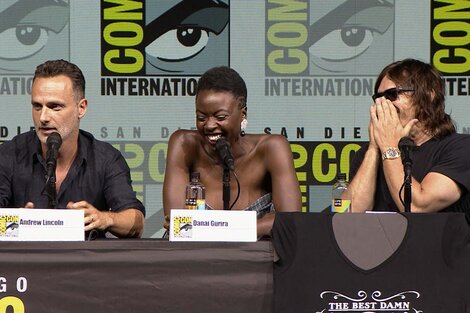Andrew Lincoln (Rick), Danai Gurira (Michonne) y Norman Reedus (Daryl).