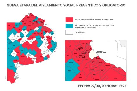 La cuarentena bonaerense, distrito por distrito.