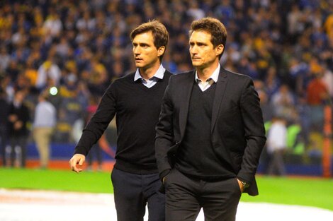 Guillermo y Gustavo en uno de sus partidos al frente de Boca.