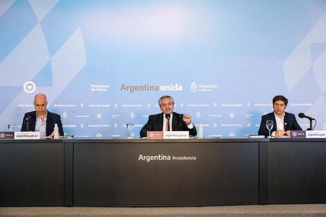 Horacio Rodríguez Larreta, Alberto Fernández y Axel Kicillof.