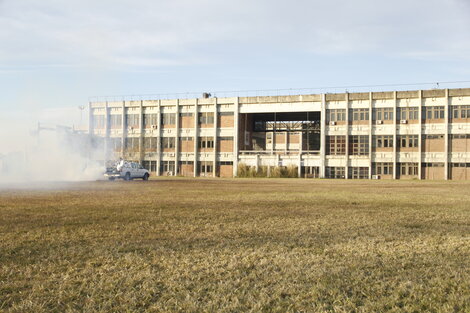 Tareas de fumigación en la Siberia antes de la apertura de áreas administrativas. (Fuente: Prensa UNR)