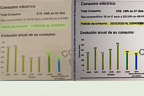 Las empresas de luz y gas envían boletas estimadas por encima de lo pautado