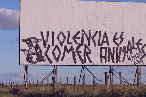 "Violencia es comer animales", uno de los lemas más conocidos del veganismo.