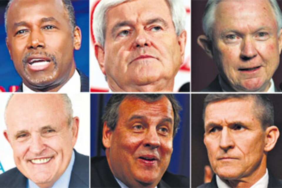 Carson, Gingrich, Sessions, Giuliani, Christie y el general Flynn: de las pocas figuras políticas que apoyaron a Trump, ellos están en primera fila.