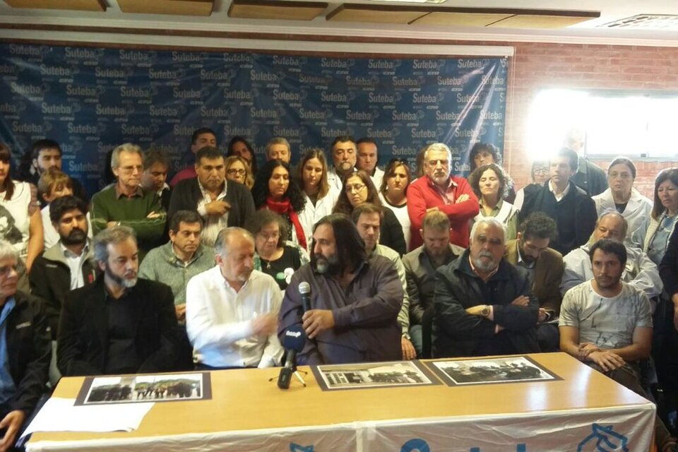 Roberto Baradel y Hugo Yasky, en la conferencia de prensa. (Fuente: Twitter)