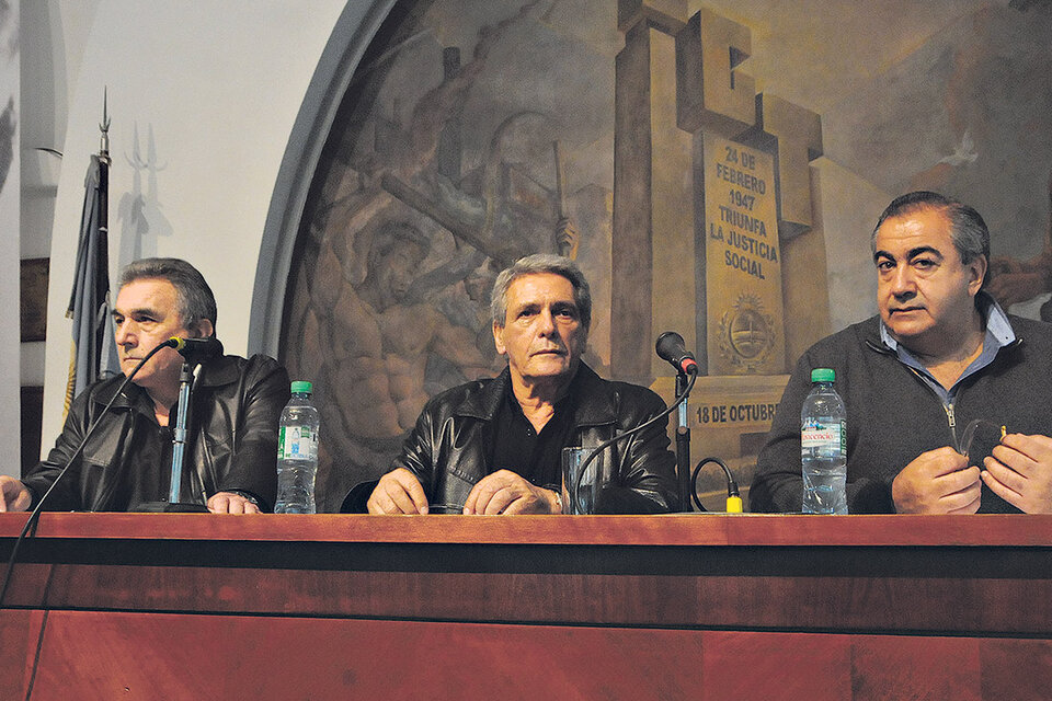 La conducción de la CGT Juan Carlos Schmid, Carlos Acuña y Héctor Daer. (Fuente: Rafael Yohai)