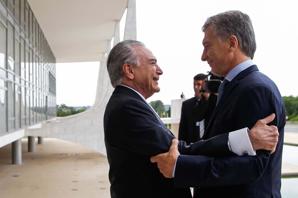 Mauricio Macri y Michel temer, en el Palacio do Planalto. (Fuente: Télam)