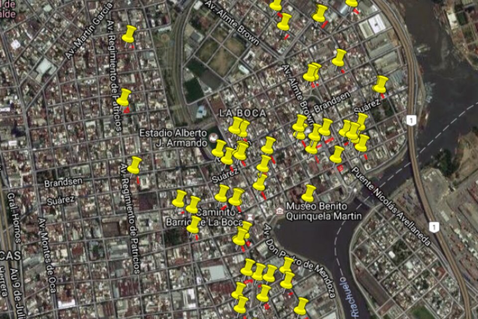 El mapa de los desalojos en La Boca.