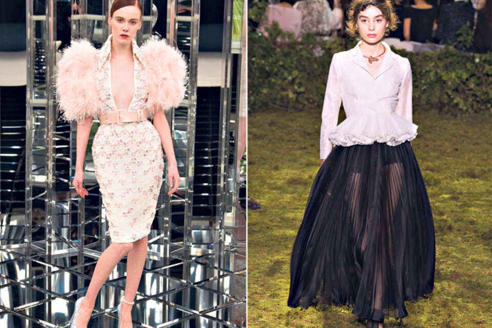 vestido Chanel con plumas, culotte en Dior Couture