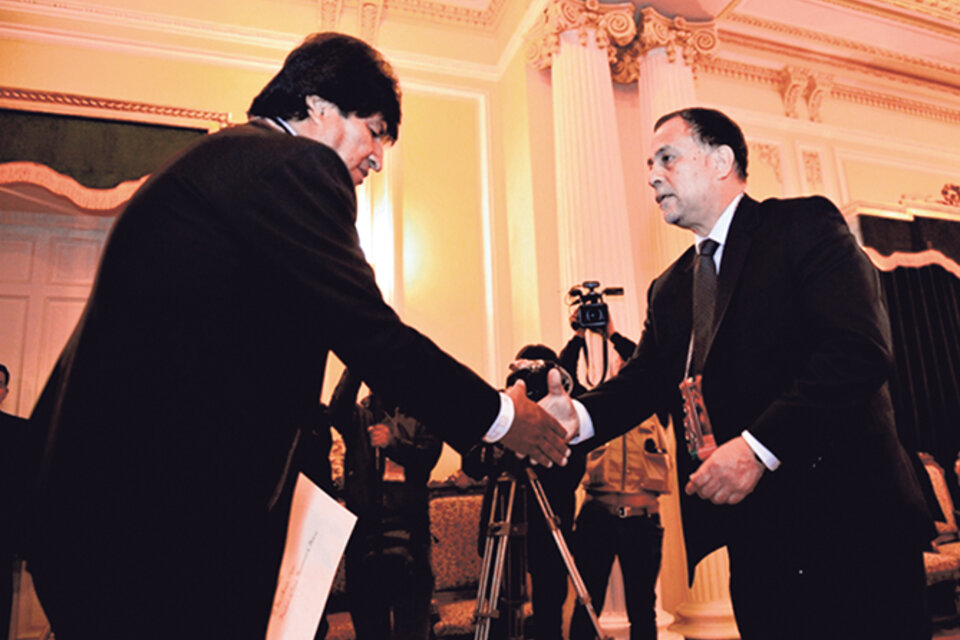 Normando Alvarez García con el presidente Evo Morales.