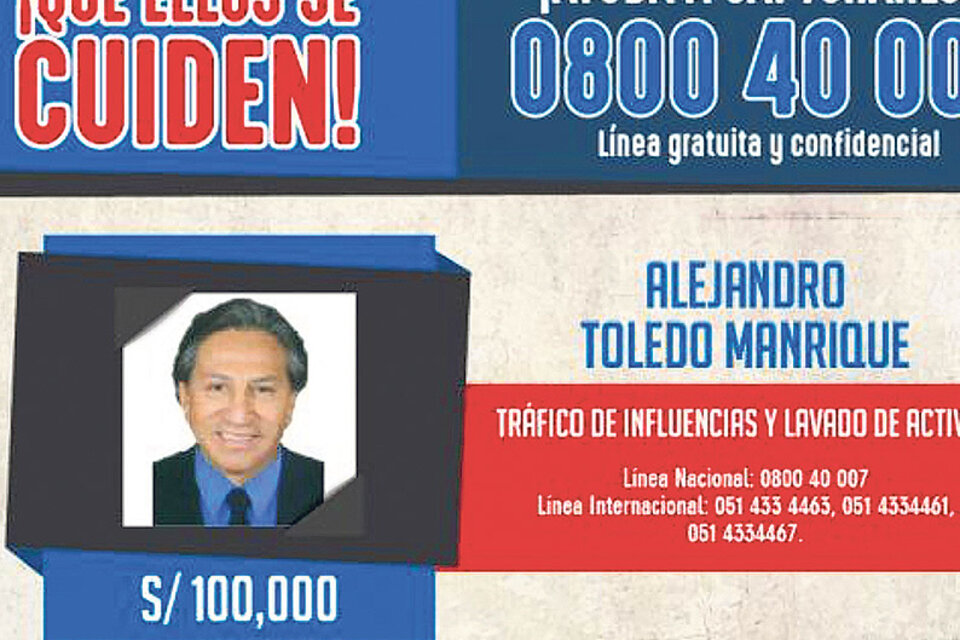 Toledo, tal como aparece en la página de los delincuentes más buscados de Perú. 