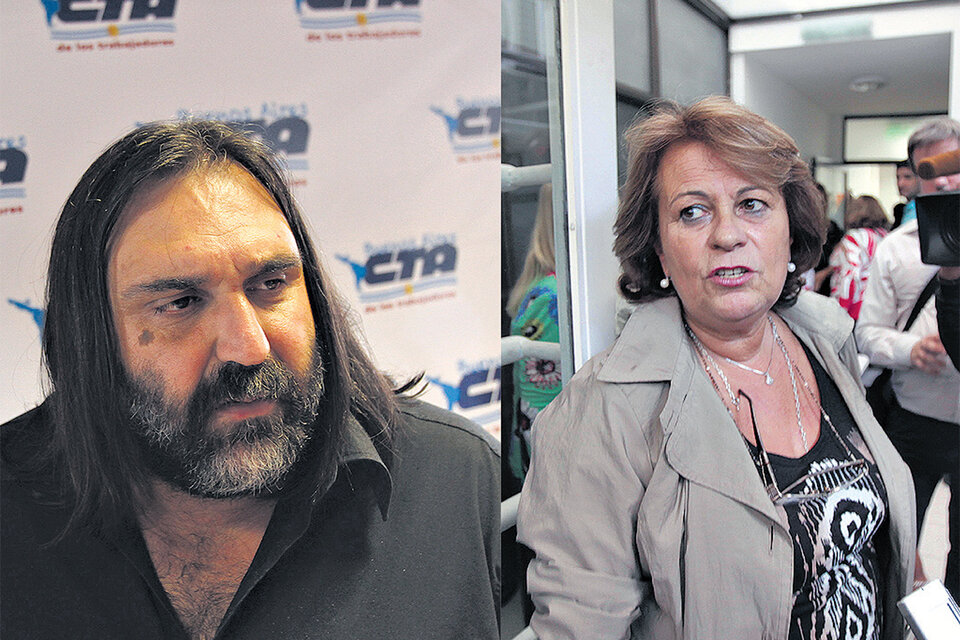 Roberto Baradel y Mirta Petrocini, titulares de los mayores sindicatos docentes bonaerenses.