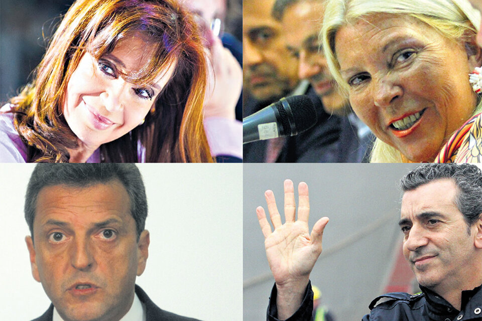 Cristina Fernández de Kirchner, Elisa Carrió, Sergio Massa y Florencio Randazzo.