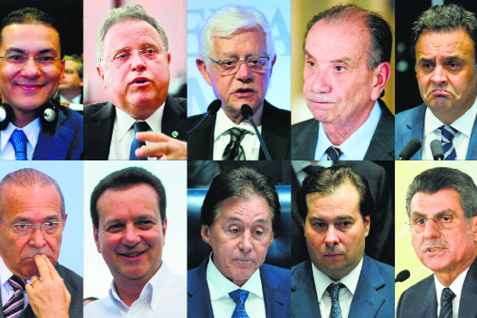 Los ministros Pereira, Maggi, Moreira Franco, Nunes Ferreira y el senador Aécio Neves. 