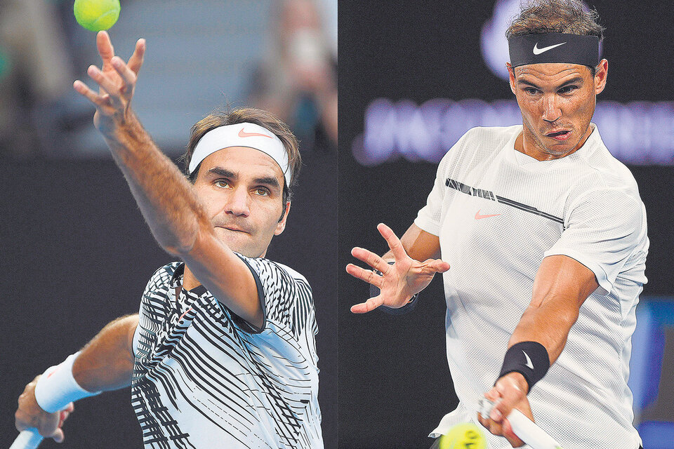 Federer, ganador de dieciséis títulos grandes, y Nadal, que logró catorce. (Fuente: AFP)