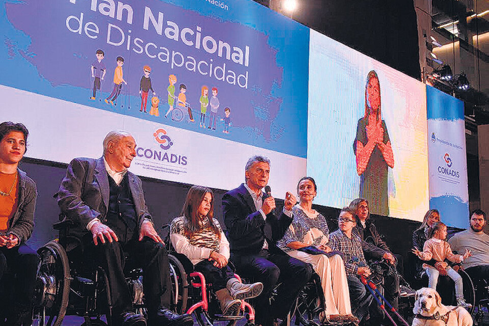 Macri en el acto de presentación del Plan Nacional de Discapacidad.