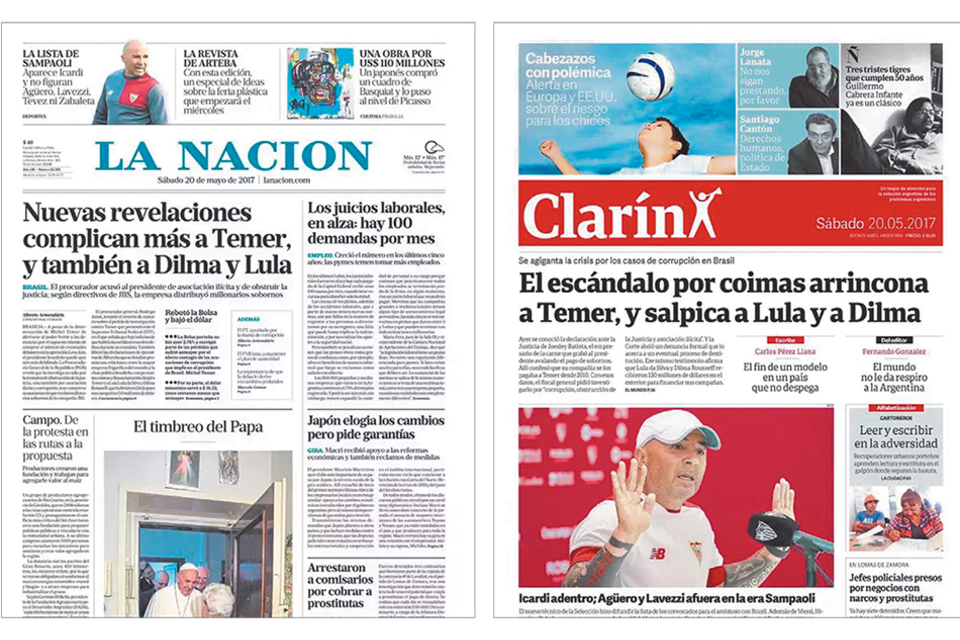 En Argentina, los diarios La Nación y Clarín se sumaron al globo de O Globo.