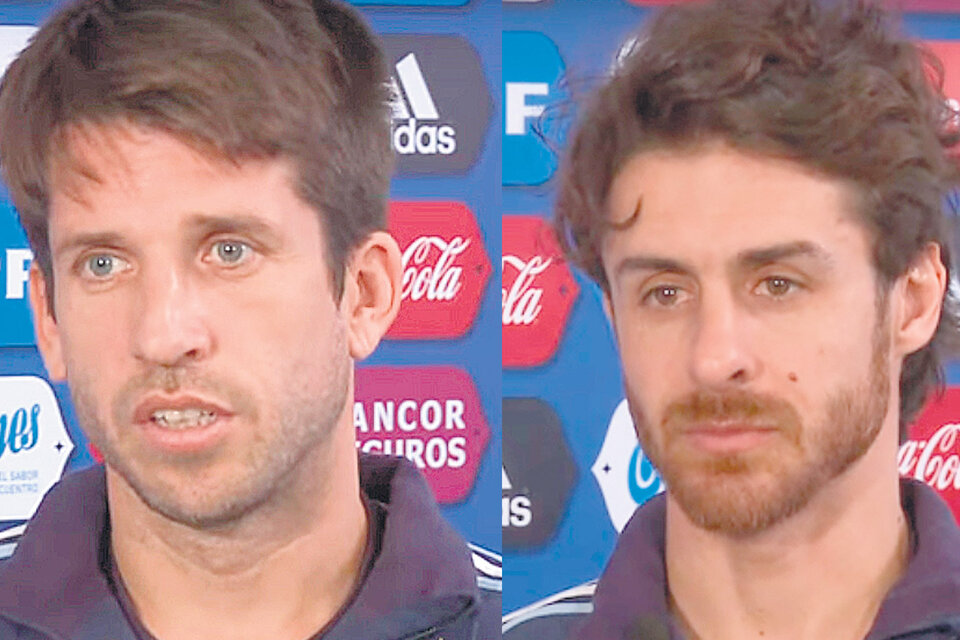 Diego Placente y Pablo Aimar, ayer en la Asociación del Fútbol Argentino.