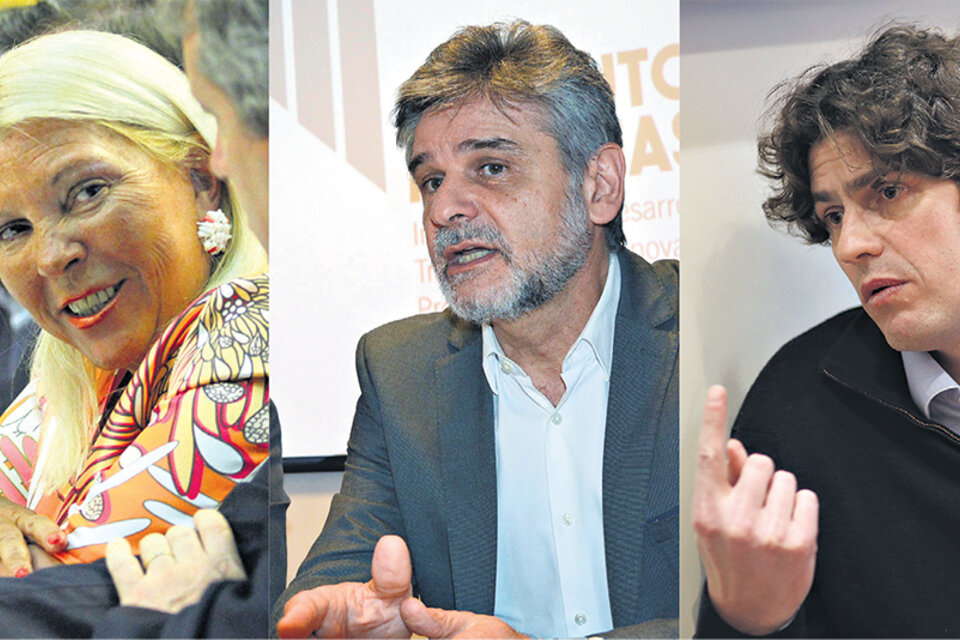 Los principales candidatos de las fuerzas que lideran la intención de voto porteña, Elisa Carrió, Daniel Filmus y Martín Lousteau.