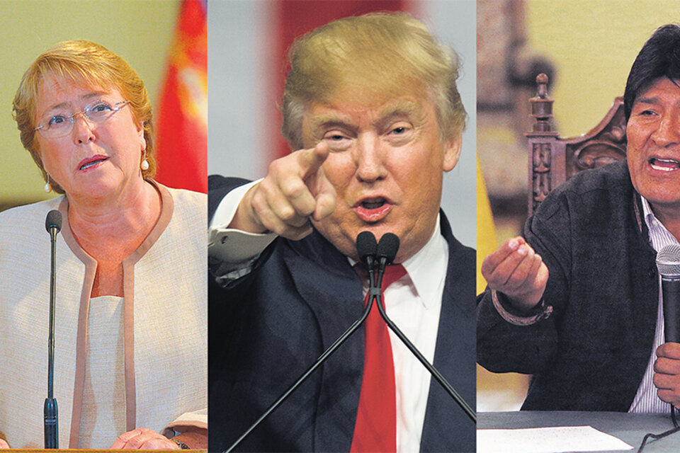 Michelle Bachelet, Donald Trump y Evo Morales: América latina y Estados Unidos quedaron enfrentados por los dichos del estadounidense.