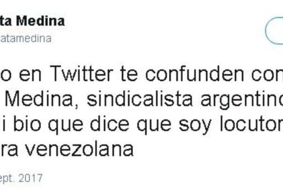 El tuiteo de la venezolana que terminó con la confusión. (Fuente: Twitter)