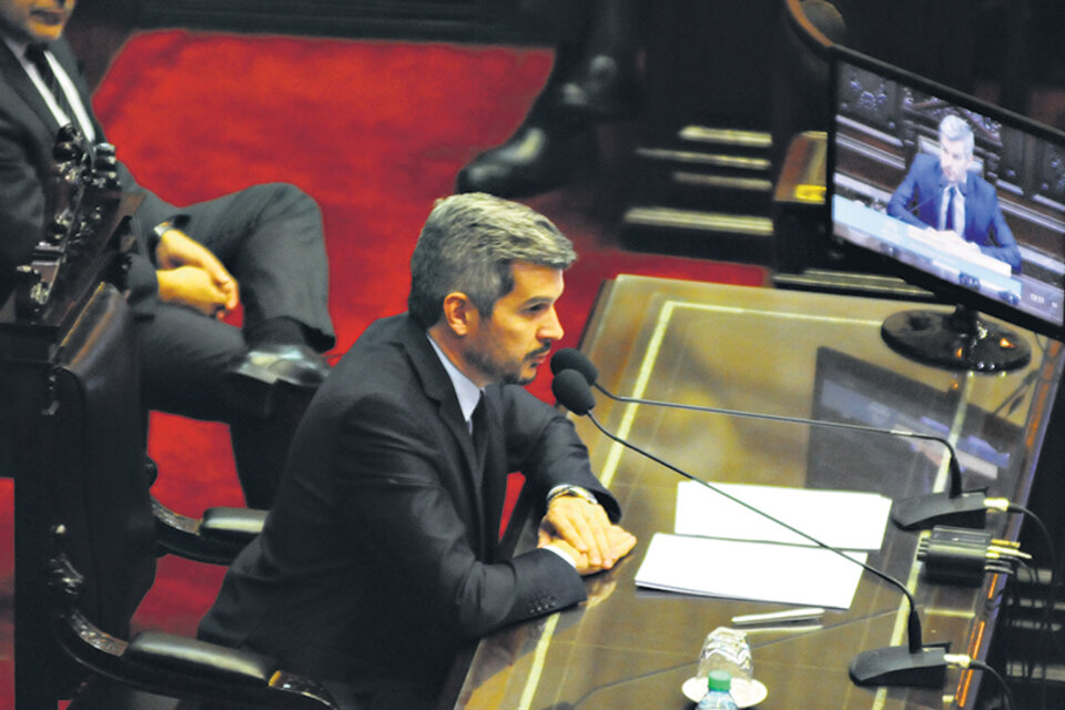 El jefe de Gabinete fue recibido en la Cámara de Diputados con la ausencia de varias bancadas opositoras. (Fuente: Rafael Yohai)