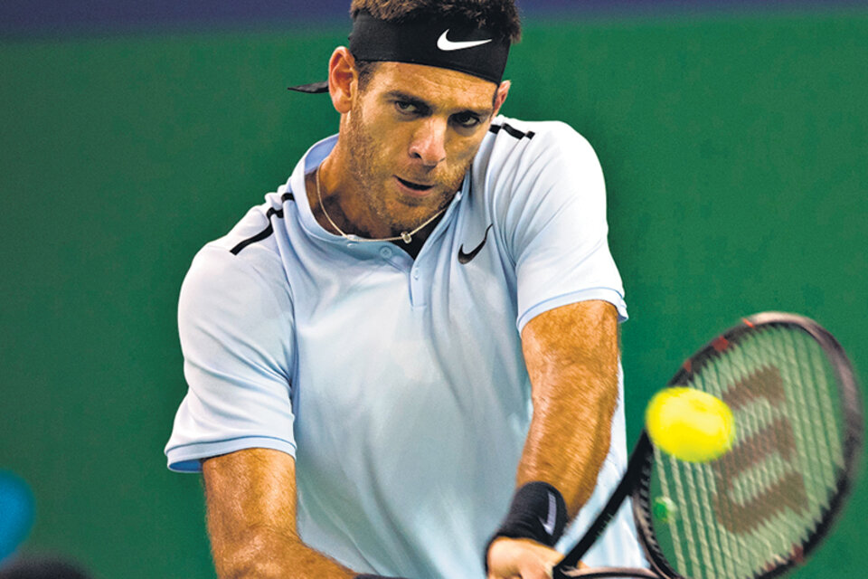 Juan Martín Del Potro, ayer, frente a Rublev. (Fuente: AFP)