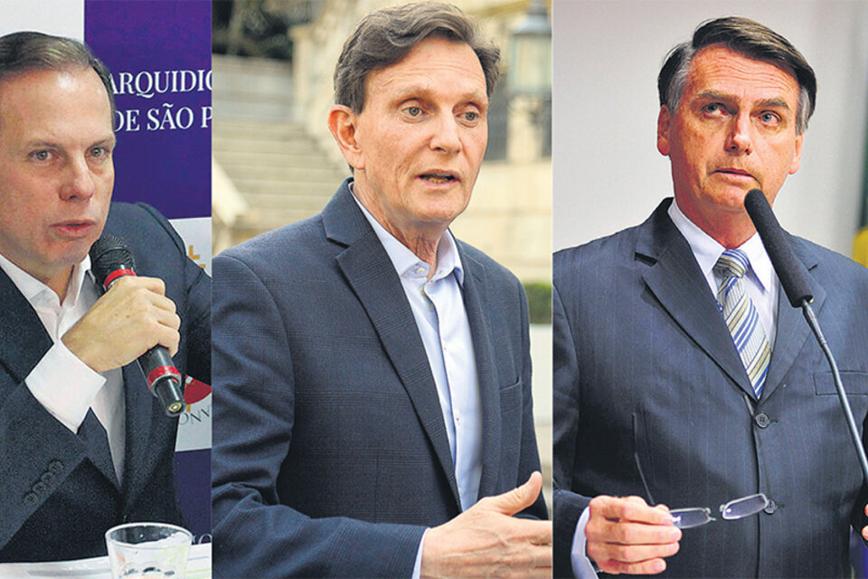 Joao Doria, Marcelo Crivella y Jair Bolsonaro.