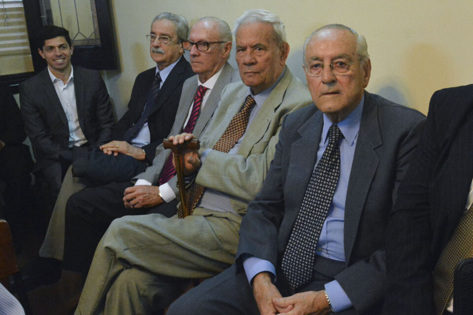 Los cuatro acusados: Carlos Otero Álvarez, Miguel Ángel Puga, Antonio Cornejo y Ricardo Haro. (Fuente: Télam)