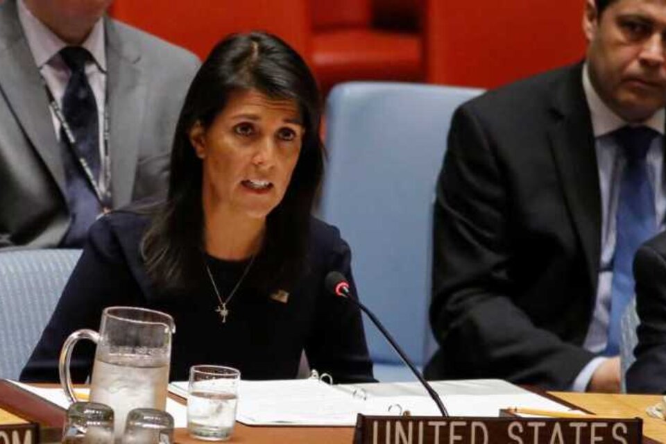 Haley, la embajadora en la ONU que quedó aislada en la votación sobre el embargo. (Fuente: AFP)
