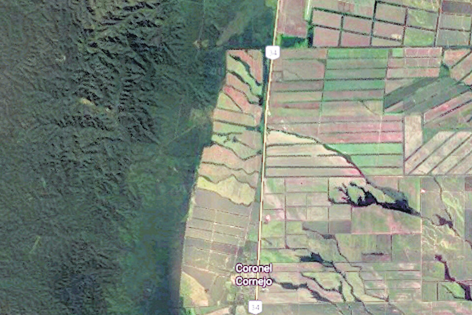 La imagen de la zona donde se encuentra la finca Cuchuy muestra el avance de la soja sobre el monte.