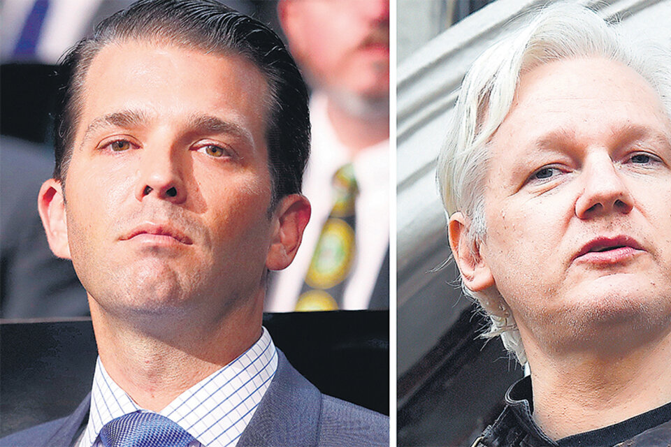 Trump junior y Assange, protagonistas de un intercambio de mensajes que llamaron la atención de los demócratas.