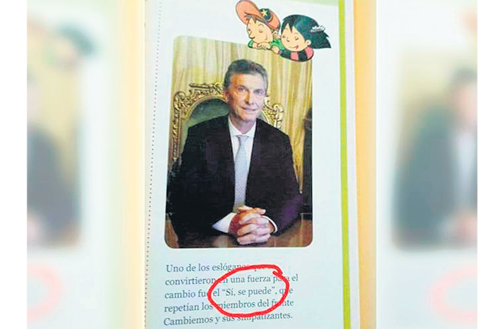 La foto presidencial que ilustra el capítulo del manual dedicado a la gestión de Macri.