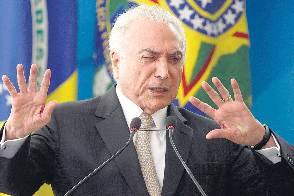 El presidente brasileño Michel Temer, investigado por un supuesto soborno pagado a su partido político. (Fuente: EFE)