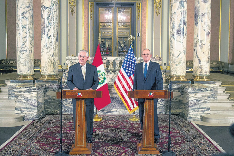 PPK y Tillerson durante la conferencia de prensa ayer en el Palacio de Gobierno en Lima.
