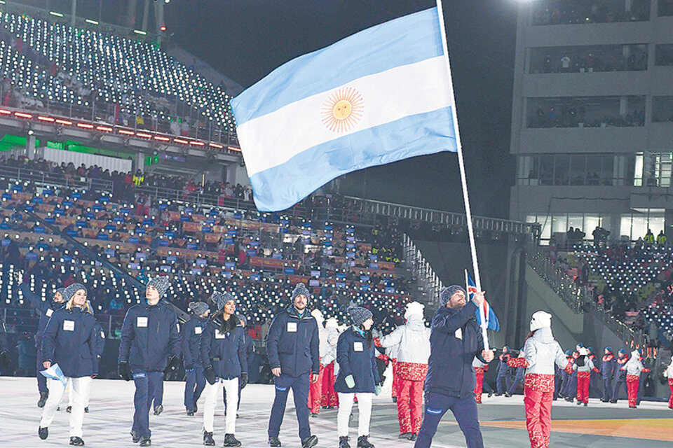 La delegación argentina durante el desfile de inauguración.
