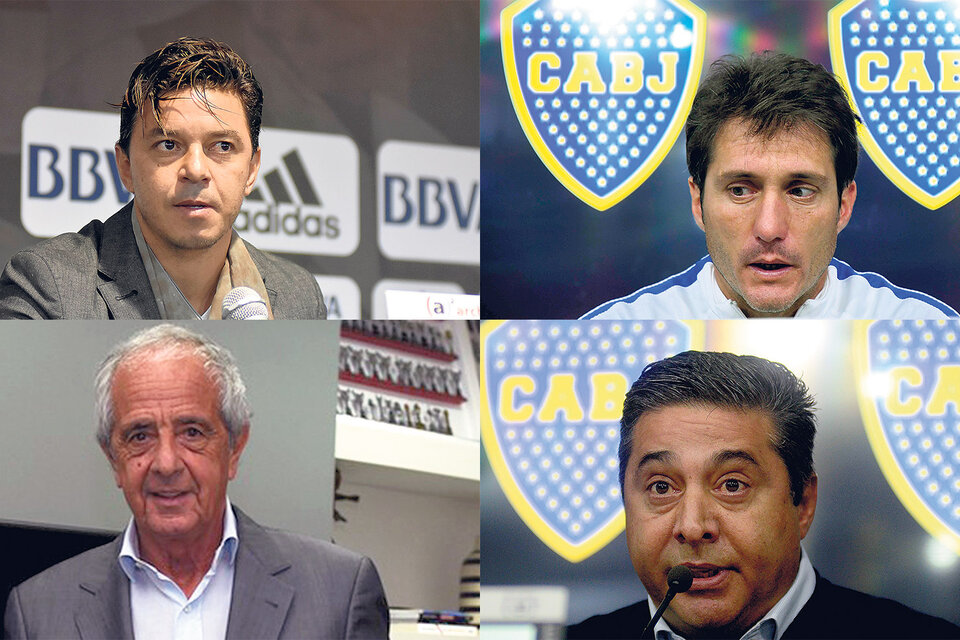 Las voces de una semana caliente en el fútbol: Gallardo, Guillermo, D’Onofrio y Angelici. (Fuente: DyN)