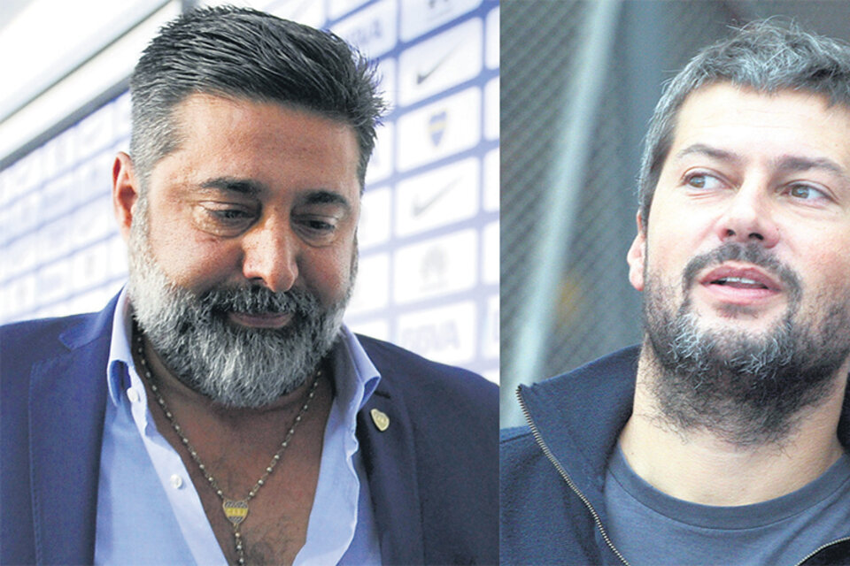Daniel Angelici, presidente de Boca, y Matías Lammens, presidente de San Lorenzo. (Fuente: Alejandro Leiva)