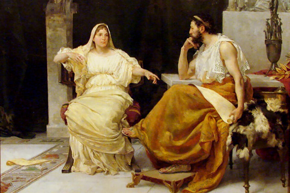 Ilustración de José Garnelo y Alda: "Aspasia y Pericles" (óleo, 1893)