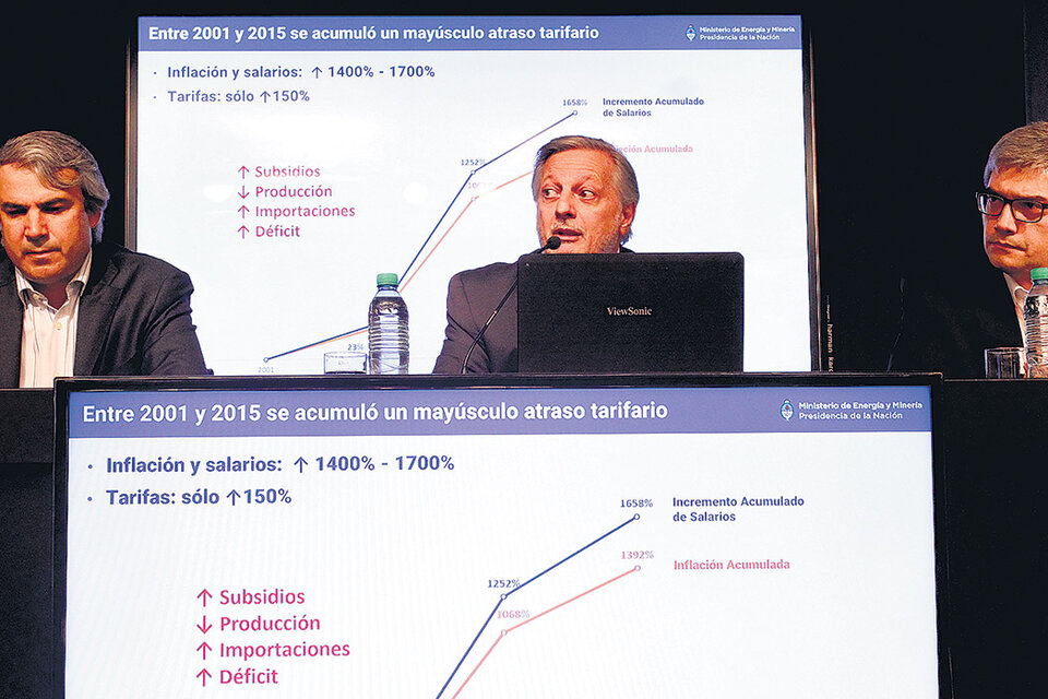 El ministro de Energía, Juan José Aranguren, encabezó la conferencia de prensa donde se anunciaron los aumentos. (Fuente: Bernardino Avila)