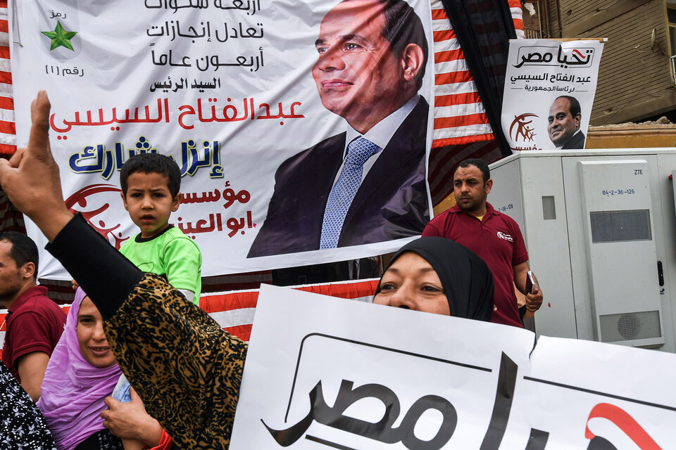 Propaganda electoral de Al Sisi en el distrito Giza, oeste de El Cairo.